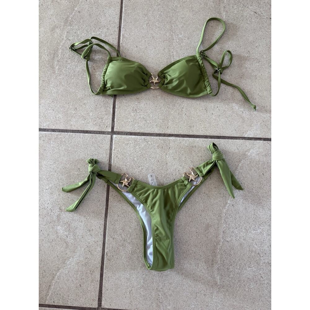 Olive Green Starfish Accent Bikini Set – Size XS – NWT in Original Packaging